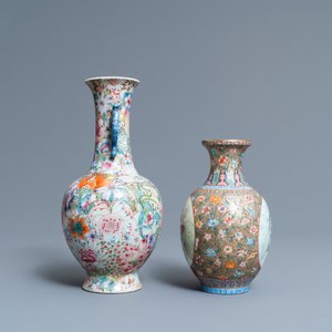 Two Chinese famille rose vases, Qianlong marks, Republic — photo 2