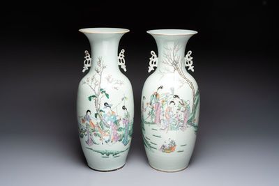 Two Chinese famille rose vases, signed Chen Shitai 陳時泰 and Huang Zhengshun 黃正順, 19/20th C.