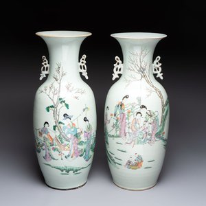 Two Chinese famille rose vases, signed Chen Shitai 陳時泰 and Huang Zhengshun 黃正順, 19/20th C. — 照片 1
