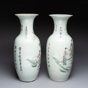 Two Chinese famille rose vases, signed Chen Shitai 陳時泰 and Huang Zhengshun 黃正順, 19/20th C. — 照片 4