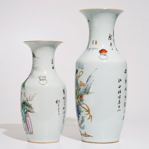 Two Chinese famille rose vases with calligraphy, 19/20th C. — photo 4