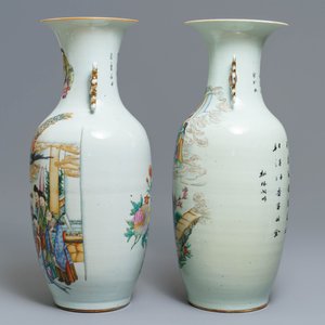 Two Chinese famille rose vases with figural design, 19/20th C. — 照片 4