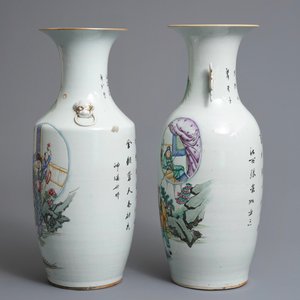 Two Chinese famille rose vases with figures in a garden, 19/20th C. — photo 4