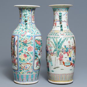 Two Chinese famille rose vases with figures in landscapes, 19th C. — 照片 2