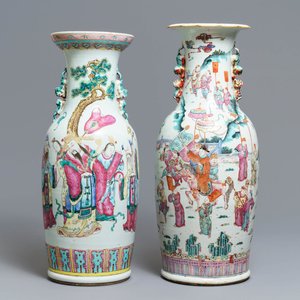 Two Chinese famille rose vases with large figures, 19th C. — photo 1