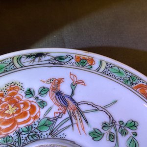 Two Chinese famille verte cup stands, a teapot and a plate, Kangxi — photo 19