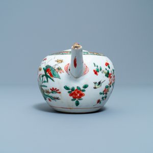 Two Chinese famille verte cup stands, a teapot and a plate, Kangxi — photo 9