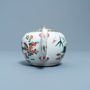 Two Chinese famille verte cup stands, a teapot and a plate, Kangxi — 照片 7