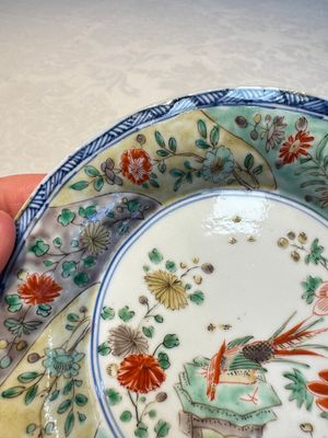 Two Chinese famille verte cups and four saucers, lingzhi and jade marks, Kangxi — foto 14