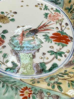 Two Chinese famille verte cups and four saucers, lingzhi and jade marks, Kangxi — foto 17