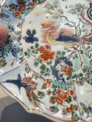 Two Chinese famille verte cups and four saucers, lingzhi and jade marks, Kangxi — foto 45