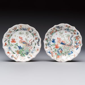 Two Chinese famille verte cups and four saucers, lingzhi and jade marks, Kangxi — foto 2