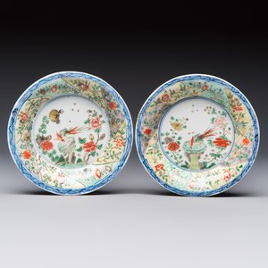 Two Chinese famille verte cups and four saucers, lingzhi and jade marks, Kangxi — foto 4