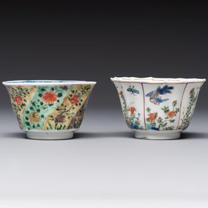Two Chinese famille verte cups and four saucers, lingzhi and jade marks, Kangxi — foto 7