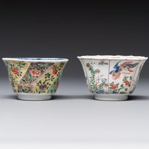 Two Chinese famille verte cups and four saucers, lingzhi and jade marks, Kangxi — foto 8
