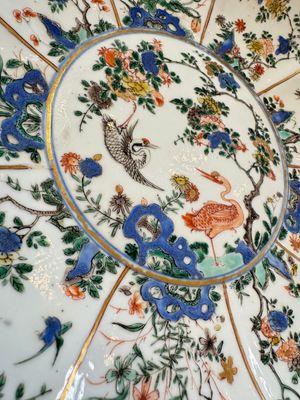Two Chinese famille verte lotus-shaped plates, Johanneum mark, ex-collection of August the Strong, Kangxi — photo 19
