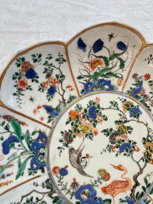 Two Chinese famille verte lotus-shaped plates, Johanneum mark, ex-collection of August the Strong, Kangxi — photo 20