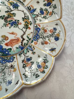 Two Chinese famille verte lotus-shaped plates, Johanneum mark, ex-collection of August the Strong, Kangxi — photo 22