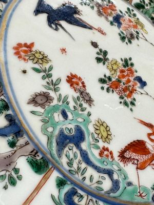 Two Chinese famille verte lotus-shaped plates, Johanneum mark, ex-collection of August the Strong, Kangxi — photo 8