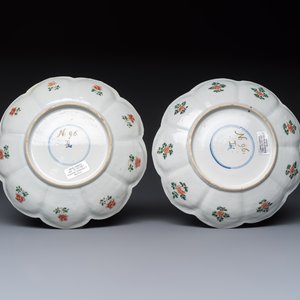 Two Chinese famille verte lotus-shaped plates, Johanneum mark, ex-collection of August the Strong, Kangxi — photo 2