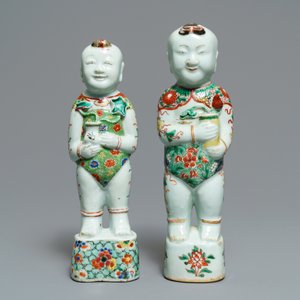 Two Chinese famille verte models of Hoho boys, Kangxi — 照片 2