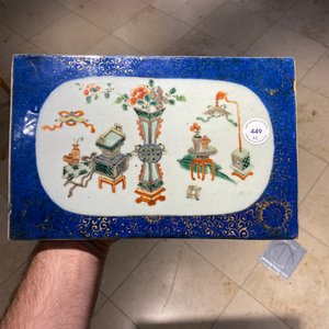 Two Chinese famille verte powder blue-ground plaques, Kangxi — photo 7