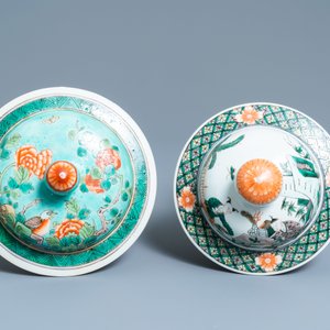 Two Chinese famille verte vases and covers, 19th C. — 照片 7