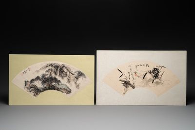 Two Chinese fans, ink and colour on paper, signed Taxin 褟欣, dated 1860