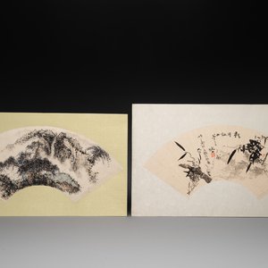 Two Chinese fans, ink and colour on paper, signed Taxin 褟欣, dated 1860 — photo 1