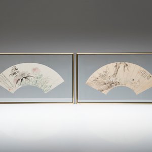 Two Chinese fans, ink and colour on paper, signed Zhang Chengxi 張承熙, dated 1919 — photo 1