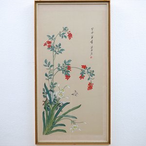 Two Chinese framed natural subject paintings — photo 1