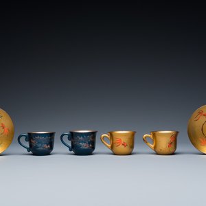 Two Chinese Fuzhou or Foochow lacquer coffee services, Republic — 照片 7