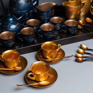 Two Chinese Fuzhou or Foochow lacquer coffee services, Republic — 照片 9