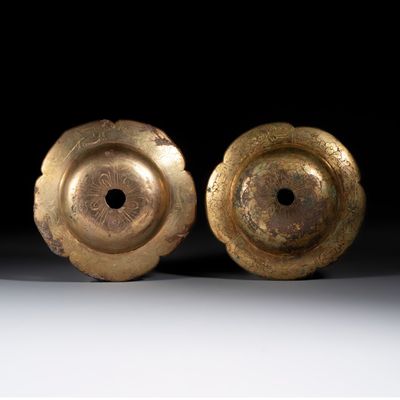 Two Chinese gilt-copper alloy horse attachments, Liao