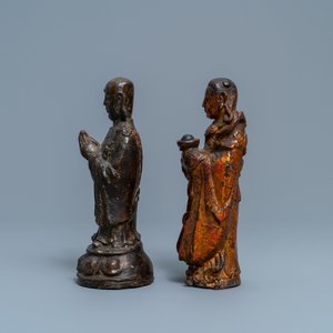 Two Chinese gilt-lacquered bronze figures, Ming — 照片 3