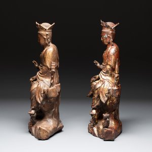 Two Chinese gilt-lacquered bronze sculptures of Bodhisattva, 20th C. — photo 4