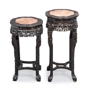 Two Chinese hongmu stands with marble top, Canton, 19th C. — 照片 2