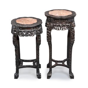 Two Chinese hongmu stands with marble top, Canton, 19th C. — 照片 3