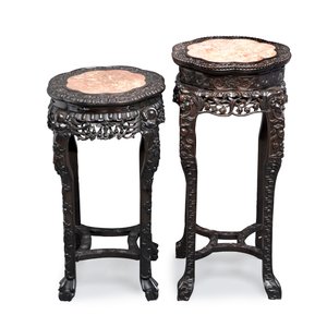 Two Chinese hongmu stands with marble top, Canton, 19th C. — 照片 4