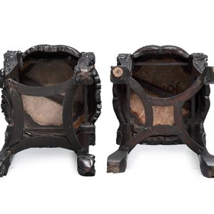 Two Chinese hongmu stands with marble top, Canton, 19th C. — 照片 6