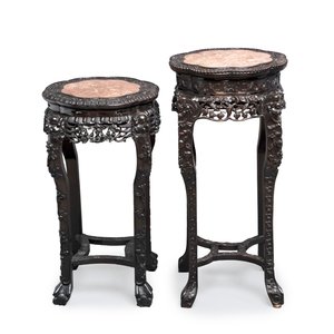 Two Chinese hongmu stands with marble top, Canton, 19th C. — 照片 7