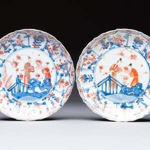 Two Chinese Imari-style plates and a dish with figural design, Kangxi — photo 2