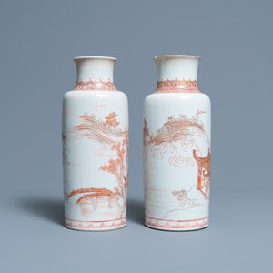 Two Chinese iron-red and gilt rouleau vases, Kangxi — photo 4
