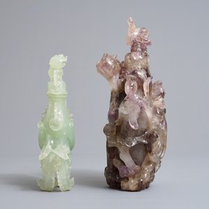 Two Chinese jade and amethyst covered vases and two bowls, 20th C. — photo 3