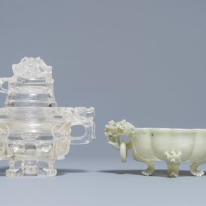Two Chinese jade and rock crystal censers, 20th C. — 照片 4