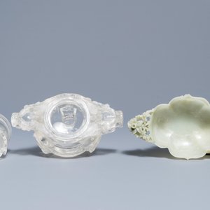 Two Chinese jade and rock crystal censers, 20th C. — 照片 7