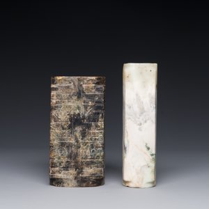 Two Chinese jade ritual 'cong' vases, 2/4th C. B.C. — photo 2