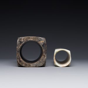 Two Chinese jade ritual 'cong' vases, 2/4th C. B.C. — photo 4
