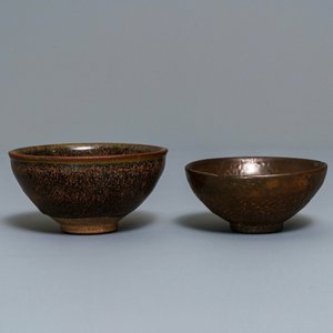 Two Chinese jianyao 'hare's fur' and speckled brown glaze tea bowls, Song — photo 2