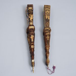 Two Chinese lacquer and painted paper fans with original boxes, Canton, 19th C. — 照片 7